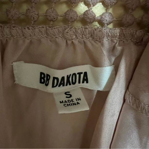 BB Dakota Roslyn Women’s S Victorian Blush Swiss Dot Crochet Ruffle Blouse - Picture 5 of 7